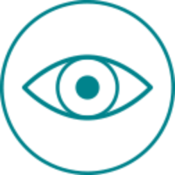 Graphic icon of an eye