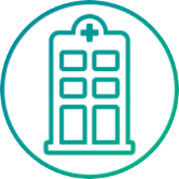 Graphic icon of a medical facility